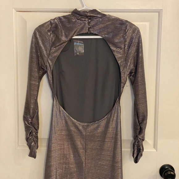 New! Free People Mila Metallic open back leg slit Maxi Dress nwot 33723 - Picture 9 of 15